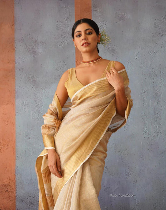 Tissue Linen Silk Saree