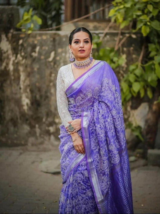 Kota Linen Silk Embroidered Saree