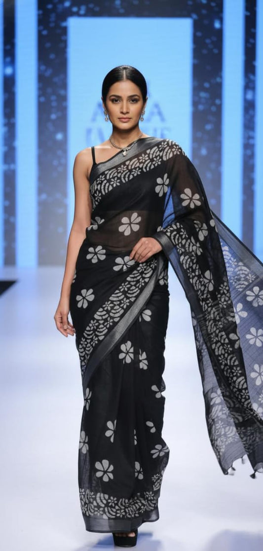 Hand Batik Prnted Cotton Saree