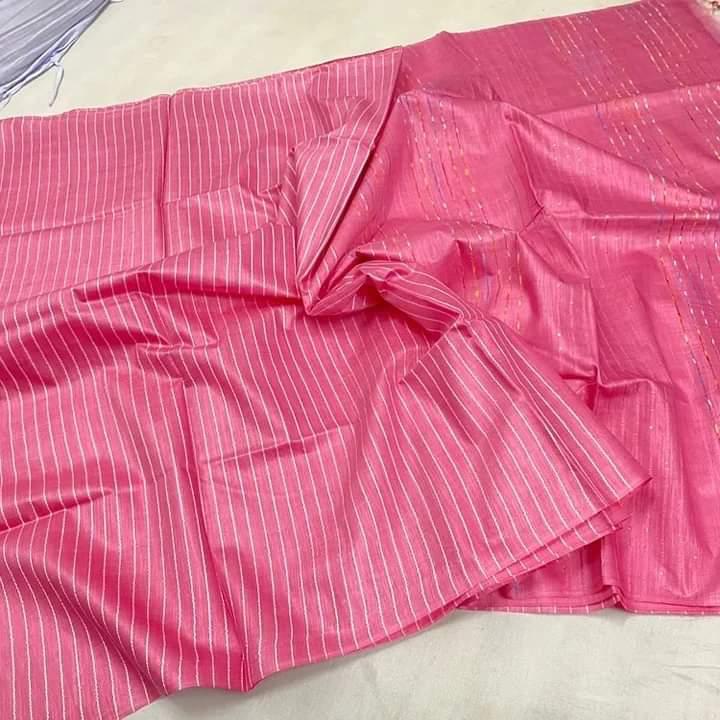 Elegant Semi Tussar Silk Stiped Saree with Festive Flag Pallu