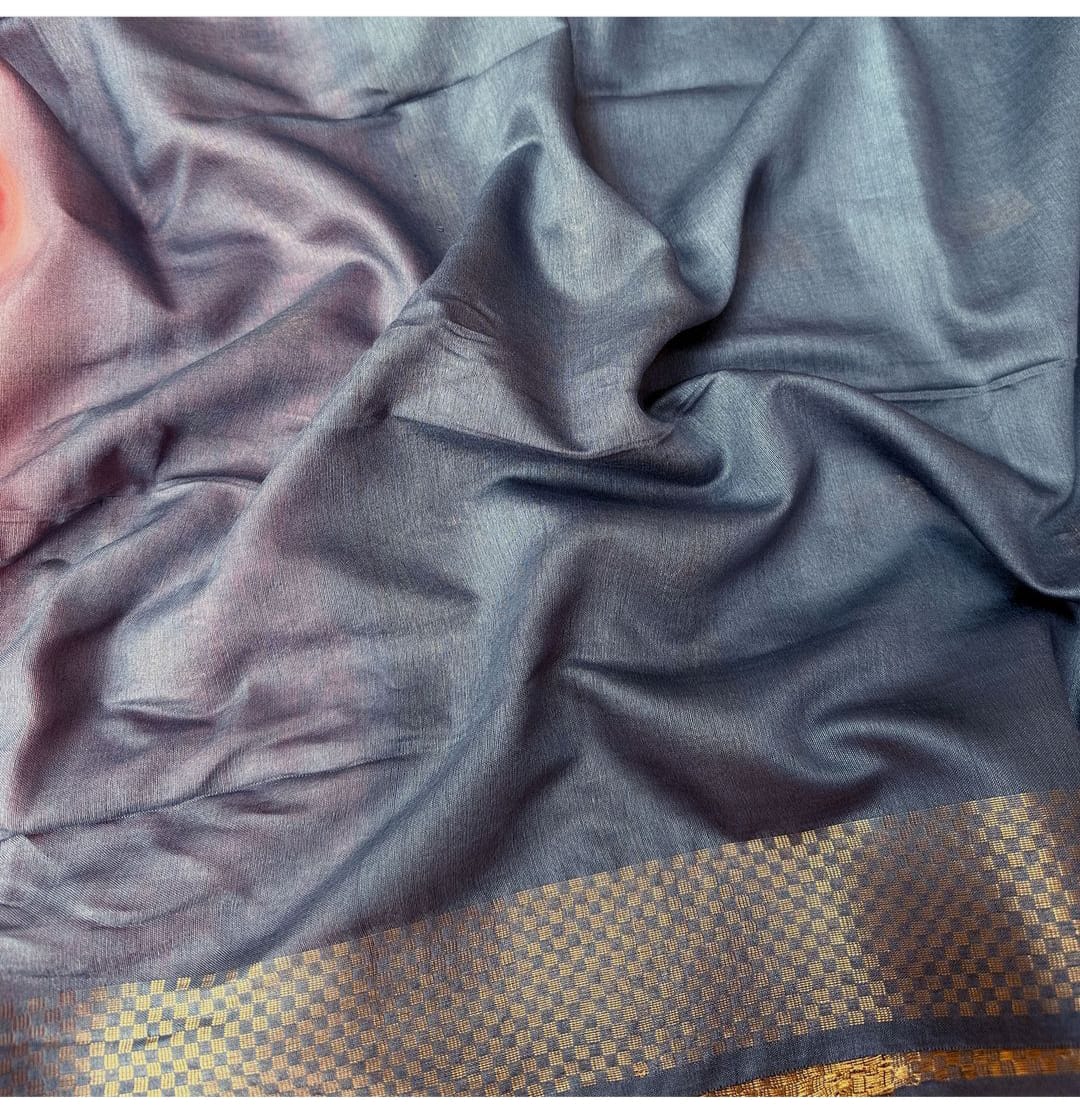 Premium Semi Tussar Silk Saree in dual tone with Zari work