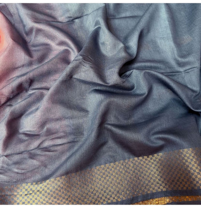 Premium Semi Tussar Silk Saree in dual tone with Zari work