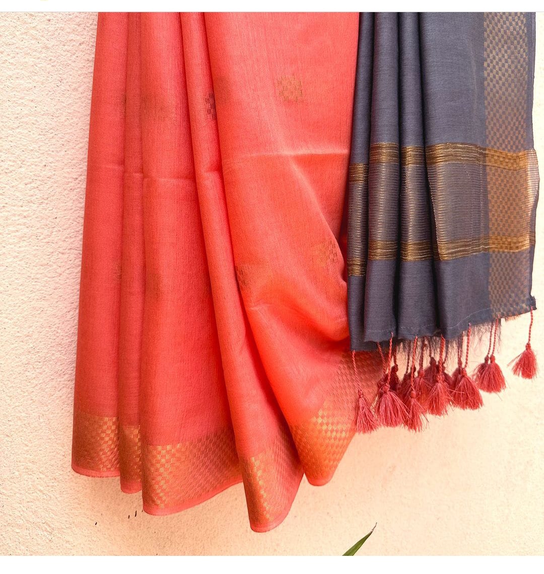 Premium Semi Tussar Silk Saree in dual tone with Zari work