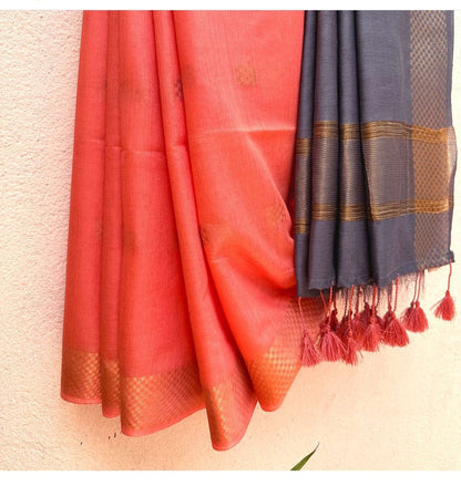 Premium Semi Tussar Silk Saree in dual tone with Zari work