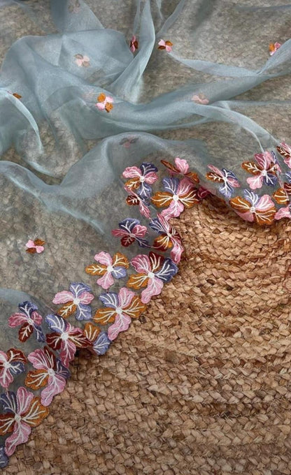 Organza Pure Silk Embroidered Saree