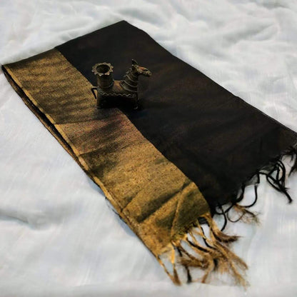 Premium Bhagalpuri Soft Silk Saree with Traditional Antique Zari Border