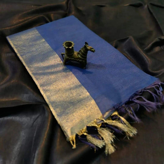 Premium Bhagalpuri Soft Silk Saree with Traditional Antique Zari Border