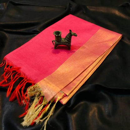 Premium Bhagalpuri Soft Silk Saree with Traditional Antique Zari Border