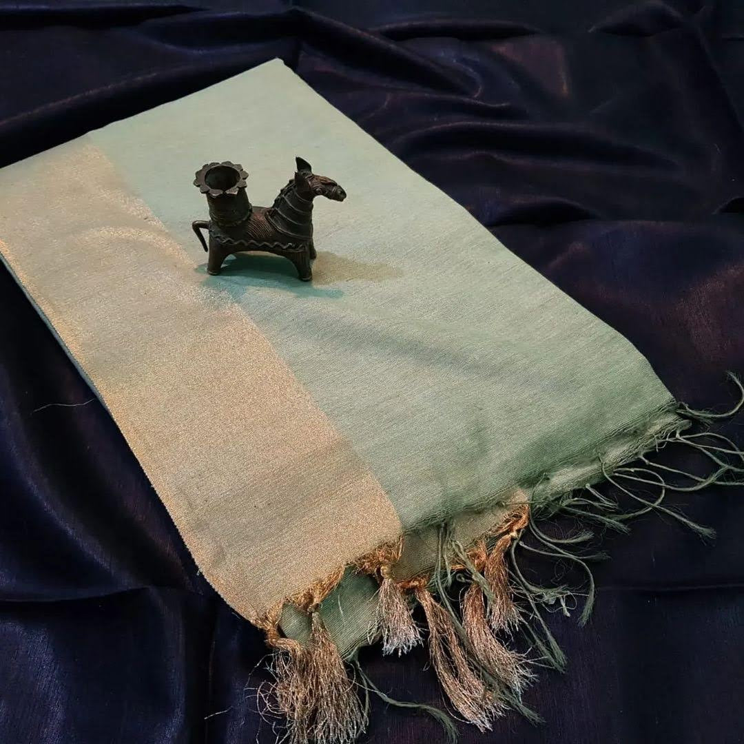 Premium Bhagalpuri Soft Silk Saree with Traditional Antique Zari Border