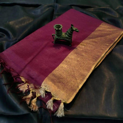 Premium Bhagalpuri Soft Silk Saree with Traditional Antique Zari Border