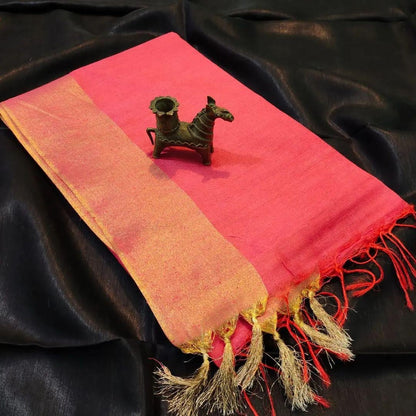 Premium Bhagalpuri Soft Silk Saree with Traditional Antique Zari Border