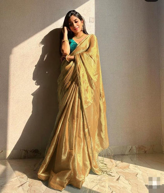 Handwoven Pure Tissue Silk Saree with Elegant Gloss