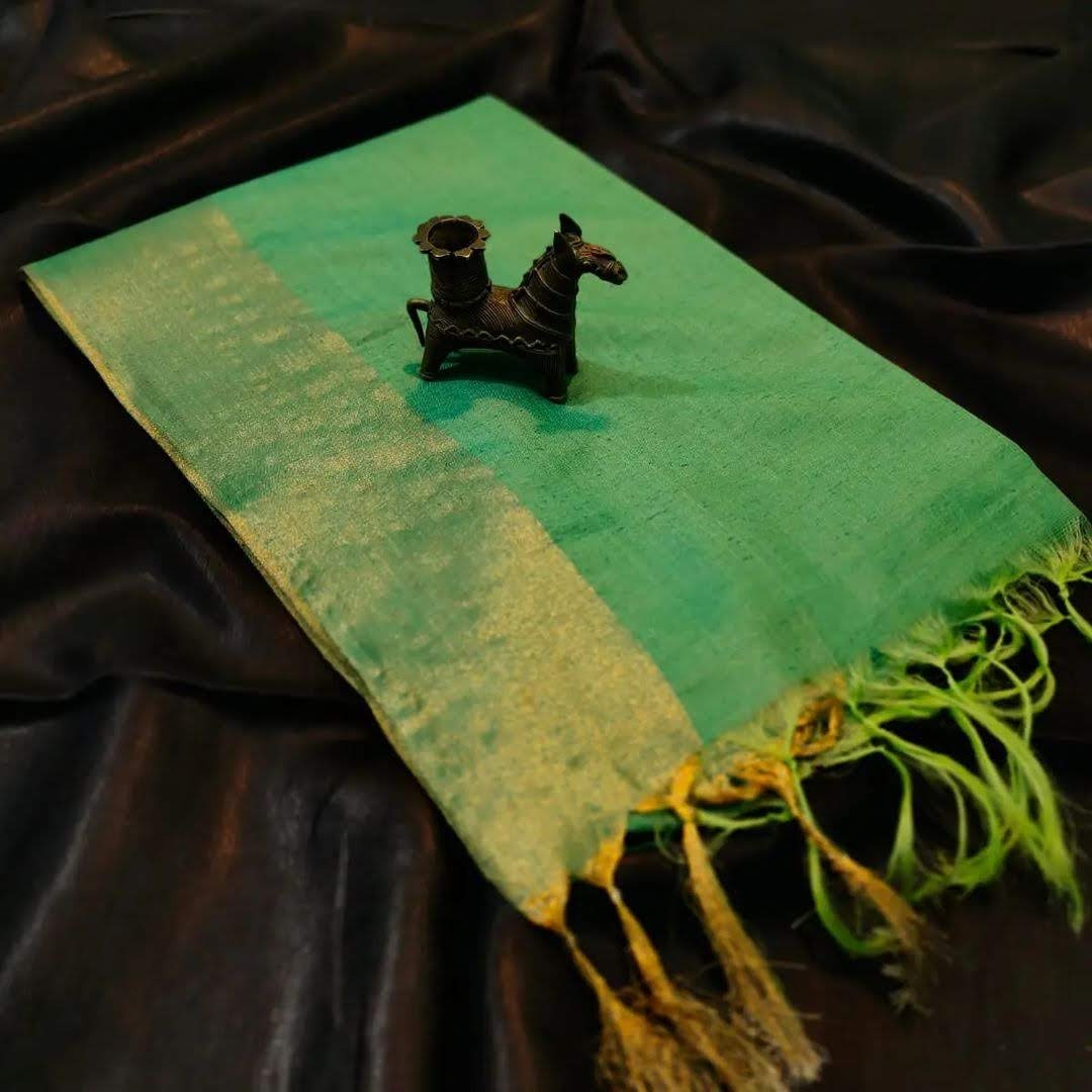 Premium Bhagalpuri Soft Silk Saree with Traditional Antique Zari Border