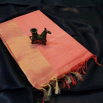 Premium Bhagalpuri Soft Silk Saree with Traditional Antique Zari Border