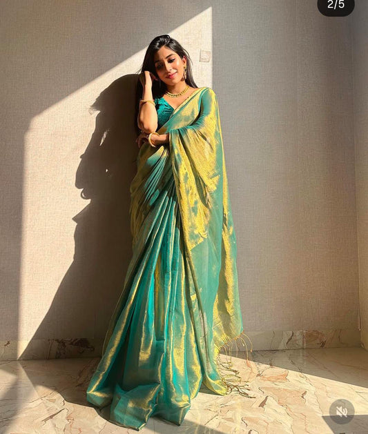 Handwoven Pure Tissue Silk Saree with Elegant Gloss