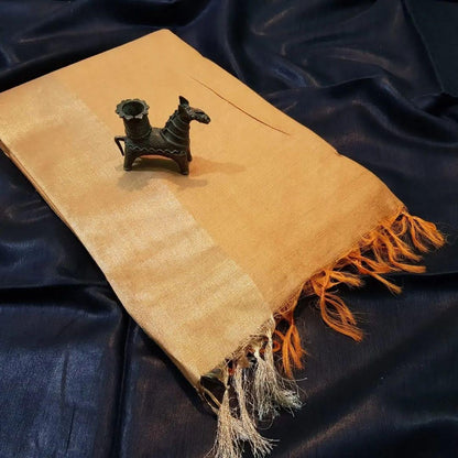 Premium Bhagalpuri Soft Silk Saree with Traditional Antique Zari Border